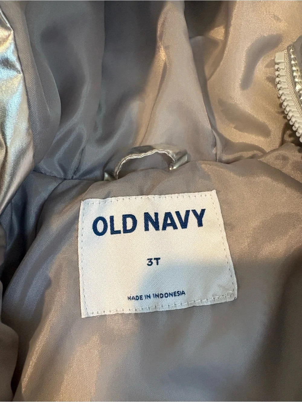 OLD NAVY - Silver Metallic Puffer Jacket with Hood